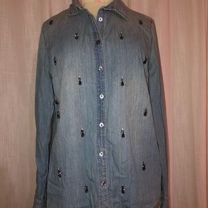 J. CREW BEADED CHAMBRAY BOY SHIRT